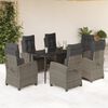 vidaXL 7-tlg. Garten-Essgruppe mit Kissen Grau Poly Rattan