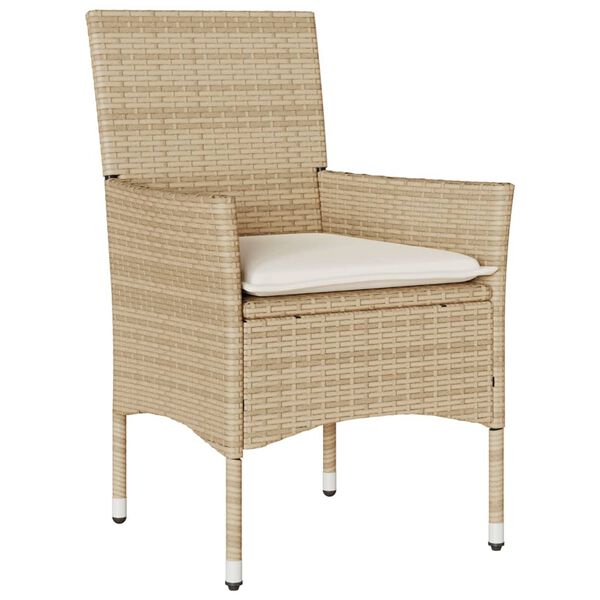 vidaXL 3-tlg. Garten-Essgruppe mit Kissen Beige Poly Rattan Akazie