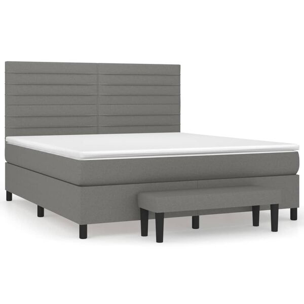 vidaXL Boxspringbett mit Matratze Dunkelgrau 160x200 cm Stoff