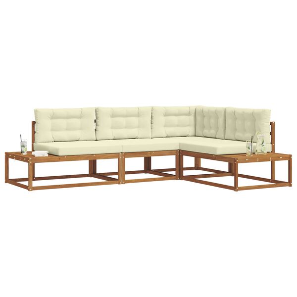 vidaXL Outdoor-Sofagarnitur 4 St&uuml;ck Natur und Creme