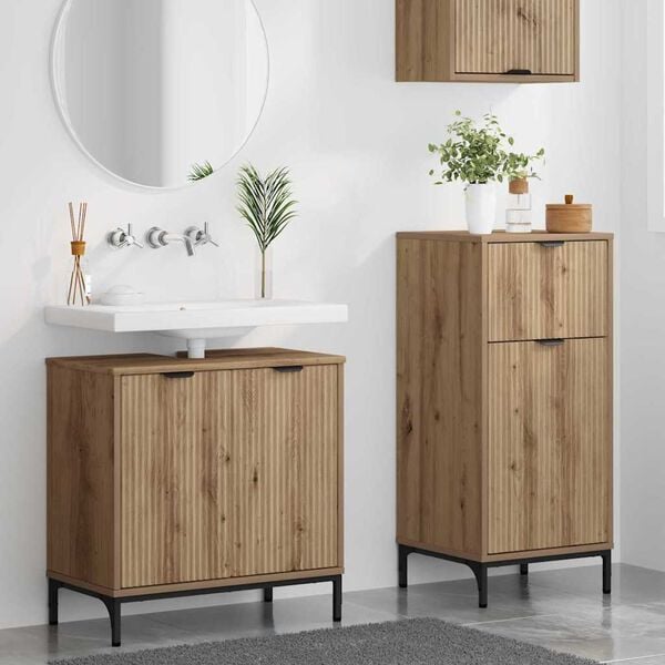 vidaXL Badezimmermöbel Set mit Regal 2 pcs Artisan-Eiche Holzwerkstoff