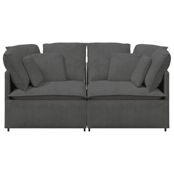 vidaXL Modulares Sofa mit Kissen Cordstoff Dunkelgrau
