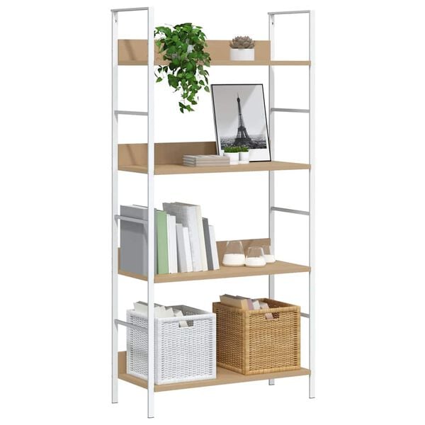 vidaXL B&uuml;cherregal 4 Regalb&ouml;den Eiche 60&times;27,6&times;124,5 cm Holzwerkstoff
