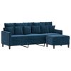 vidaXL 3-Sitzer-Sofa mit Hocker Blau 180 cm Samt