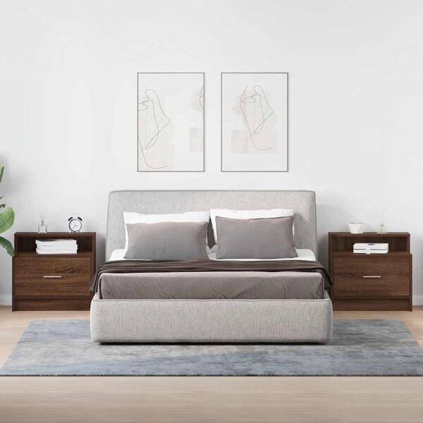 vidaXL Nachttische mit Schublade 2 Stk. Braun Eichen-Optik 51x31x47 cm