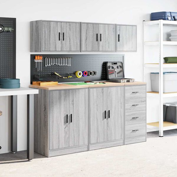 vidaXL Garagen-Wandschrank Grau Sonoma Holzwerkstoff