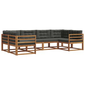 vidaXL Outdoor-Sofagarnitur mit Kissen 6 pcs Natur und Anthrazit