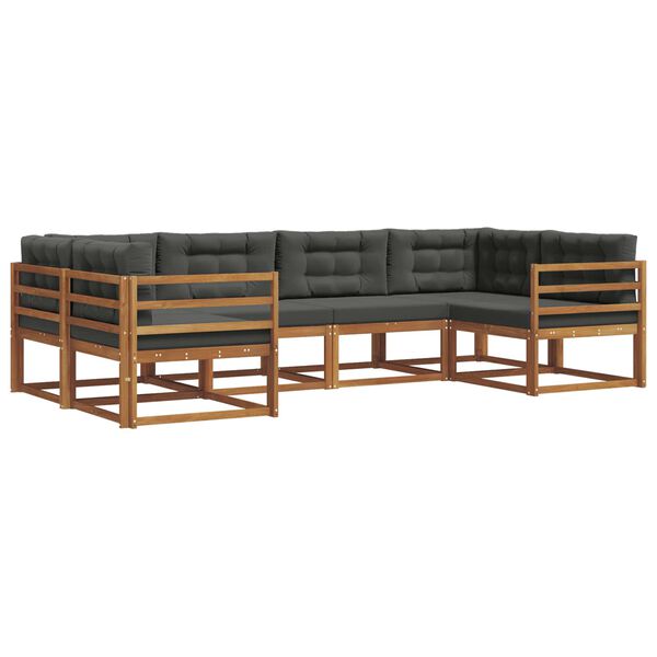 vidaXL Outdoor-Sofagarnitur mit Kissen 6 pcs Natur und Anthrazit