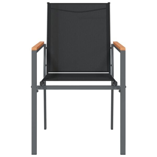 vidaXL Gartenstühle 4 Stk. Schwarz 55x61,5x90 cm Textilene und Stahl