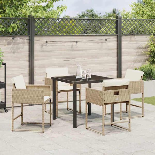 vidaXL Garten Essgruppe 5 pcs Beige Poly-Rattan