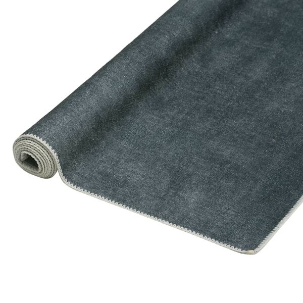 vidaXL Teppichl&auml;ufer Waschbar Faltbar Grau 80x300 cm Polyester
