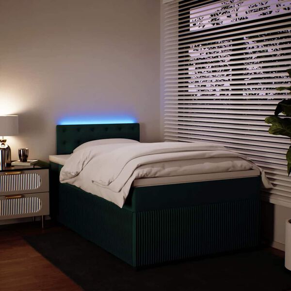 vidaXL Boxspringbett mit Matratze Dunkelgr&uuml;n 120x190 cm Samt