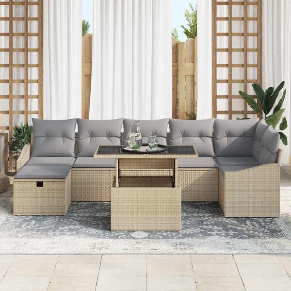 vidaXL Garten-Sofa-Set 8 pcs Beige Poly-Rattan