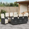 vidaXL Garten Essgruppe mit Kissen 9 pcs Schwarz Poly-Rattan