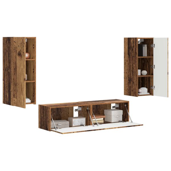 vidaXL TV-Schrankset Wandmontiert 2 pcs Altholz Holzwerkstoff