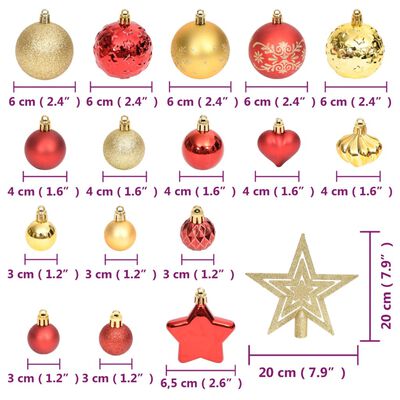 vidaXL 70-tlg. Weihnachtskugel-Set Golden und Rot