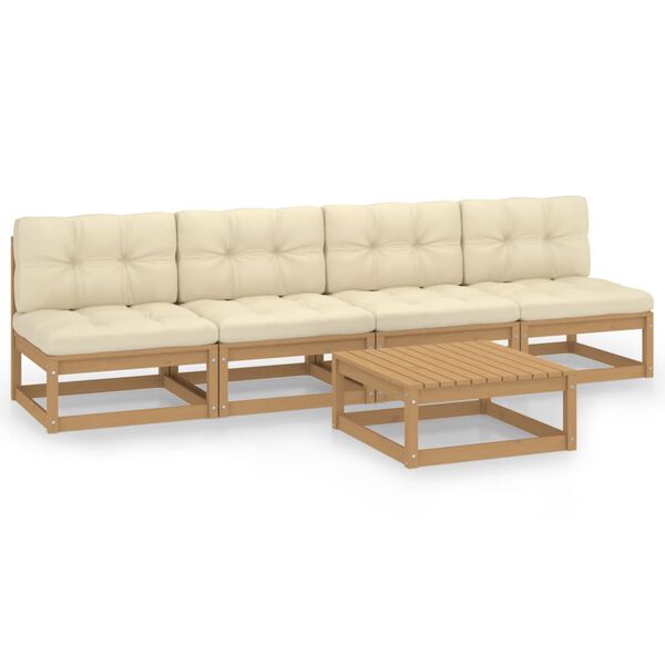 vidaXL 5-tlg. Garten-Lounge-Set mit Kissen Kiefer Massivholz