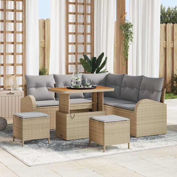 vidaXL Garten-Sofa-Set mit Kissen mit Kissen 8 pcs Beige und Hellgrau