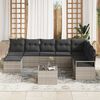 vidaXL Sofa Set mit Kissen mit Speicher 9 pcs Hellgrau Poly-Rattan