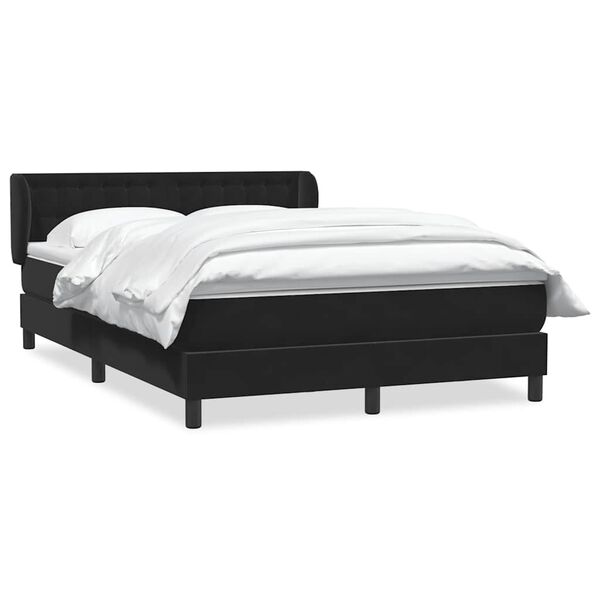 vidaXL Boxspringbett mit Matratze Schwarz 140x220 cm Samt