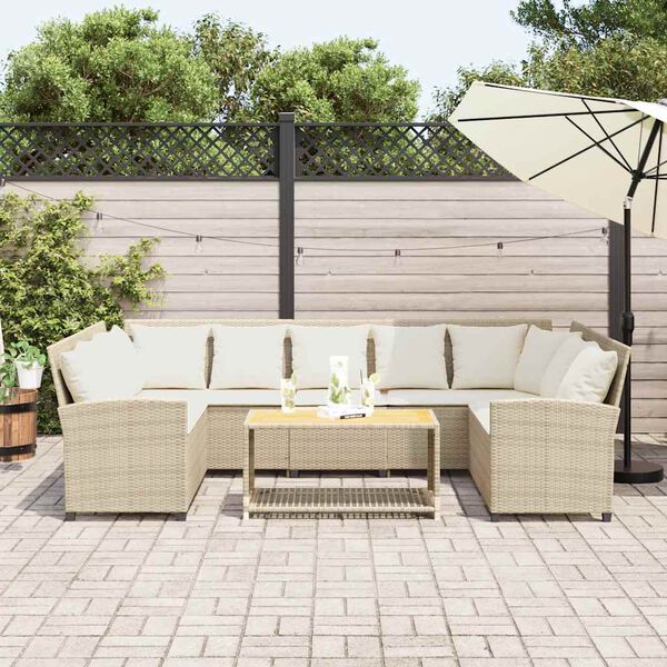 vidaXL Gartensofa mit Kissen Beige Poly Rattan