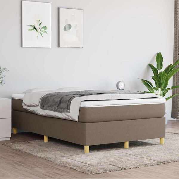 vidaXL Boxspringbett mit Matratze Taupe 120x190 cm Stoff