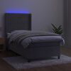 vidaXL Boxspringbett mit Matratze & LED Hellgrau 100x200 cm Samt