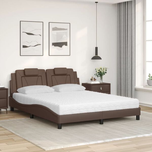 vidaXL Bett "Viana" mit Matratze Braun 160x200 cm Kunstleder