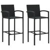 vidaXL Barhocker 2 Stk. Schwarz Poly Rattan