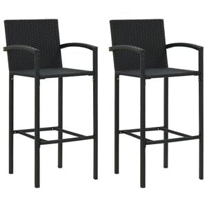 vidaXL Barhocker 2 Stk. Schwarz Poly Rattan