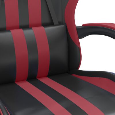 vidaXL Gaming-Stuhl mit Fußstütze Drehbar Schwarz & Weinrot Kunstleder