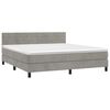 vidaXL Boxspringbett mit Matratze & LED Hellgrau 180x200 cm Samt