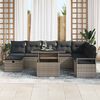vidaXL Garten-Sofa-Set mit Kissen mit Speicher 9 pcs Grau Poly Rattan