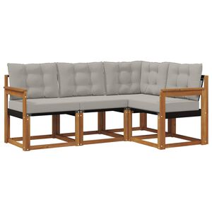vidaXL Outdoor-Sofagarnitur 4 stk. 4-Sitzer Natur und Hellgrau