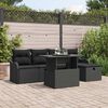 vidaXL Garten-Sofa-Set mit Kissen 6 pcs Schwarz Poly Rattan