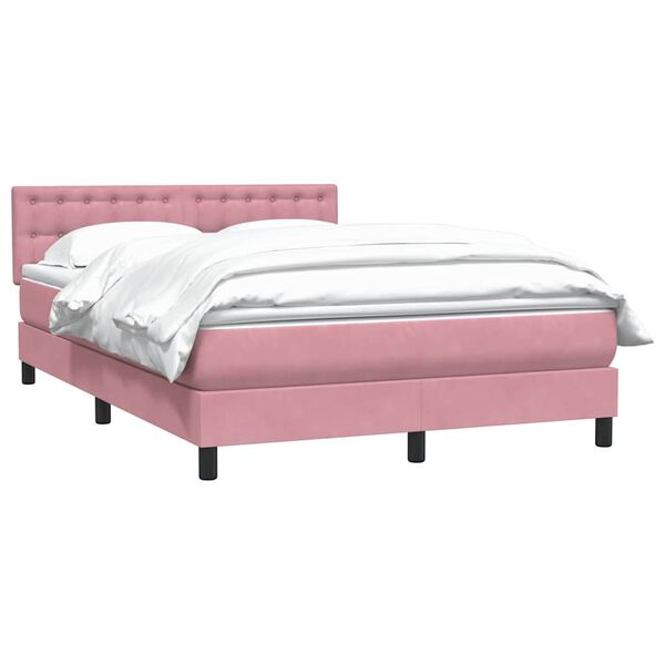 vidaXL Boxspringbett mit Matratze Rosa 160x220 cm Samt