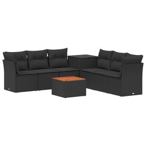 vidaXL Sofa Set 8 stk. Schwarz Polyrattan und Stahl