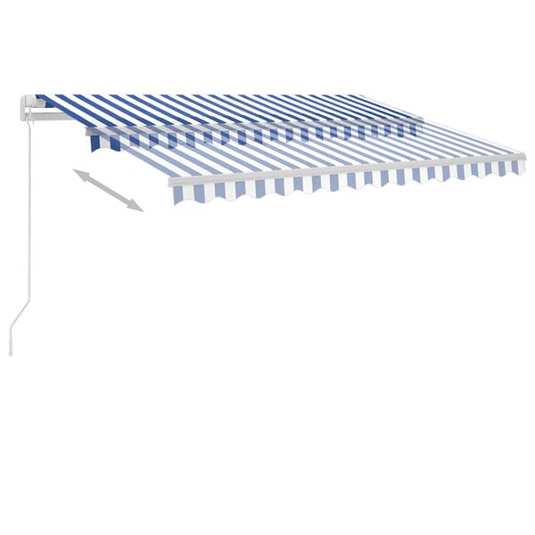 vidaXL Markise Manuell Einziehbar mit LED 300x250 cm Blau Wei&szlig;