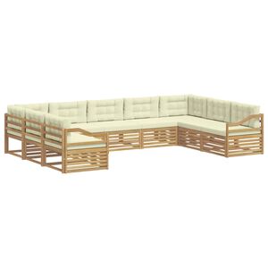 vidaXL Outdoor-Sofagarnitur 9 stk. Wei&szlig; und Creme Massivholz Akazie