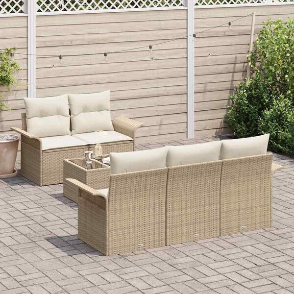 vidaXL Sofa Set mit Kissen 6 pcs Beige Poly-Rattan
