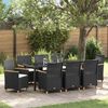 vidaXL Garten Essgruppe 9 pcs Schwarz Poly-Rattan