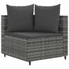 vidaXL 6-tlg. Garten-Sofagarnitur mit Kissen Grau Poly Rattan