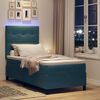 vidaXL LED Boxspringbett mit Matratze Dunkelblau 80 x 200 cm Stoff