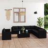 vidaXL 11-tlg. Garten-Lounge-Set mit Kissen Poly Rattan Schwarz
