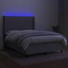 vidaXL Boxspringbett mit Matratze & LED Hellgrau 140x200 cm Stoff