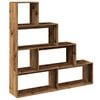 vidaXL Raumteiler-B&uuml;cherregal 4 Stufen Altholz-Optik 143,5x29x143,5 cm