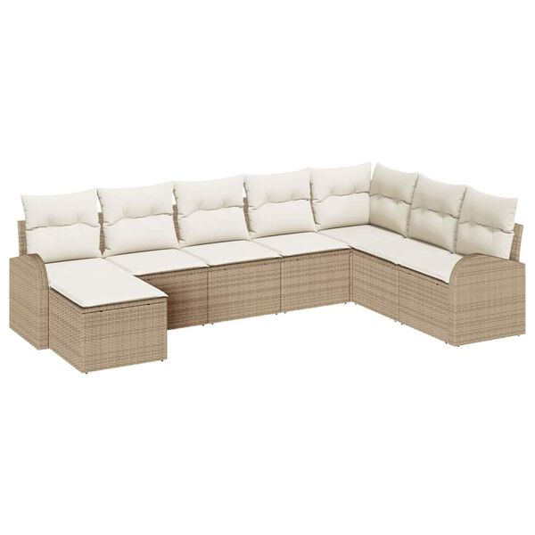 vidaXL Gartensofa-set mit Kissen 8 pcs Beige Poly Rattan