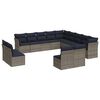 vidaXL 13-teiliges Gartensofa-Set mit Kissen, grau, Polyrattan