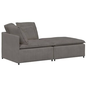 vidaXL Modulares Sofa mit Fu&szlig;hocker Kissen Cordstoff Hellgrau