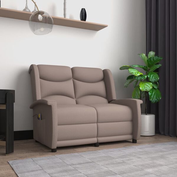 vidaXL 2-Sitzer Massagesessel Taupe Mikrofaser-Gewebe